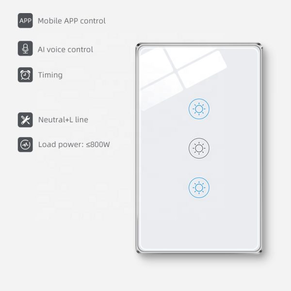 Smart Light Switch 3gang Wi Fi N Lline Us Smart Switch Alexa