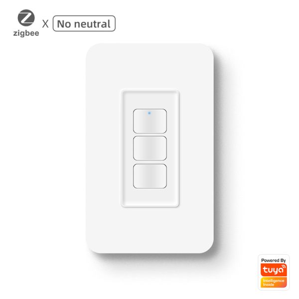Smart Light Switch 3gang No neutral ZigBee N+L line & L line US smart switch alexa